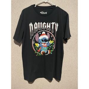 Disney Stitch Naughty Christmas‎ T-Shirt Kohl's Black Graphic Tee Medium